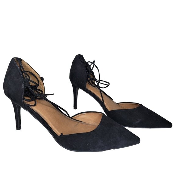 Torrid Women's Black Lace-Up Pointed Toe Pumps one sting is broken 12ww extra wi - Picture 2 of 13